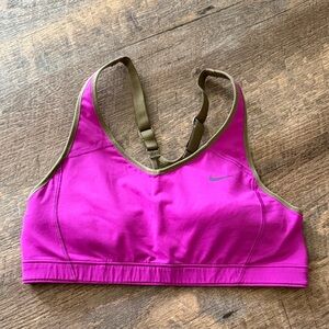Nike Dri Fit Fuchsia Sports Bra with Olive Trim